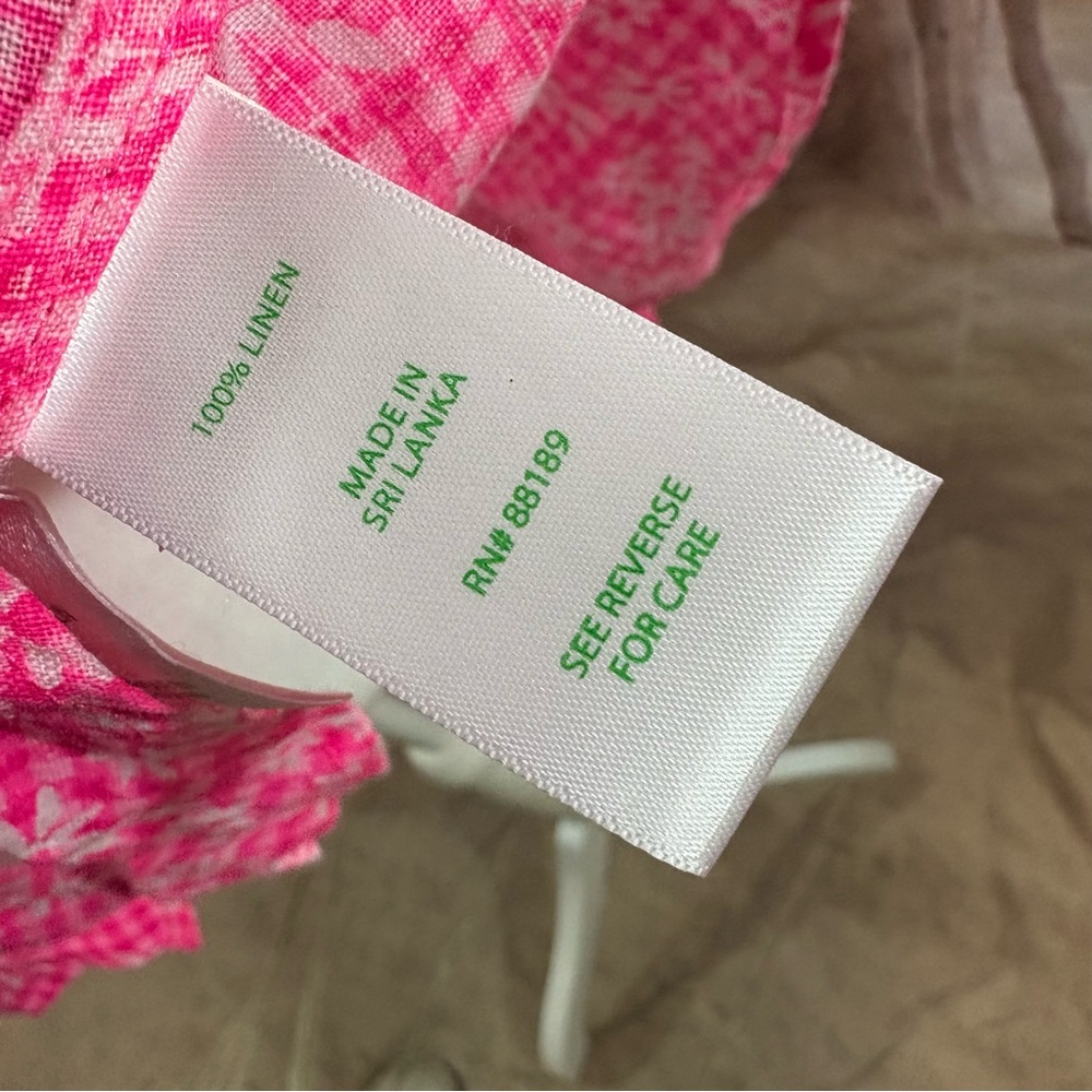 NEW Lilly Pulitzer Sea View Pink Aura linen Button Down - Picture 12 of 12